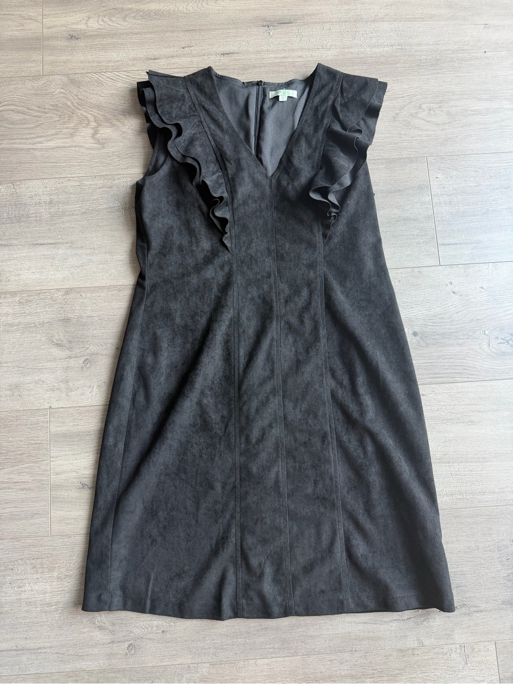 Jade Melody Tam black suede ruffle sleeve dress - size medium